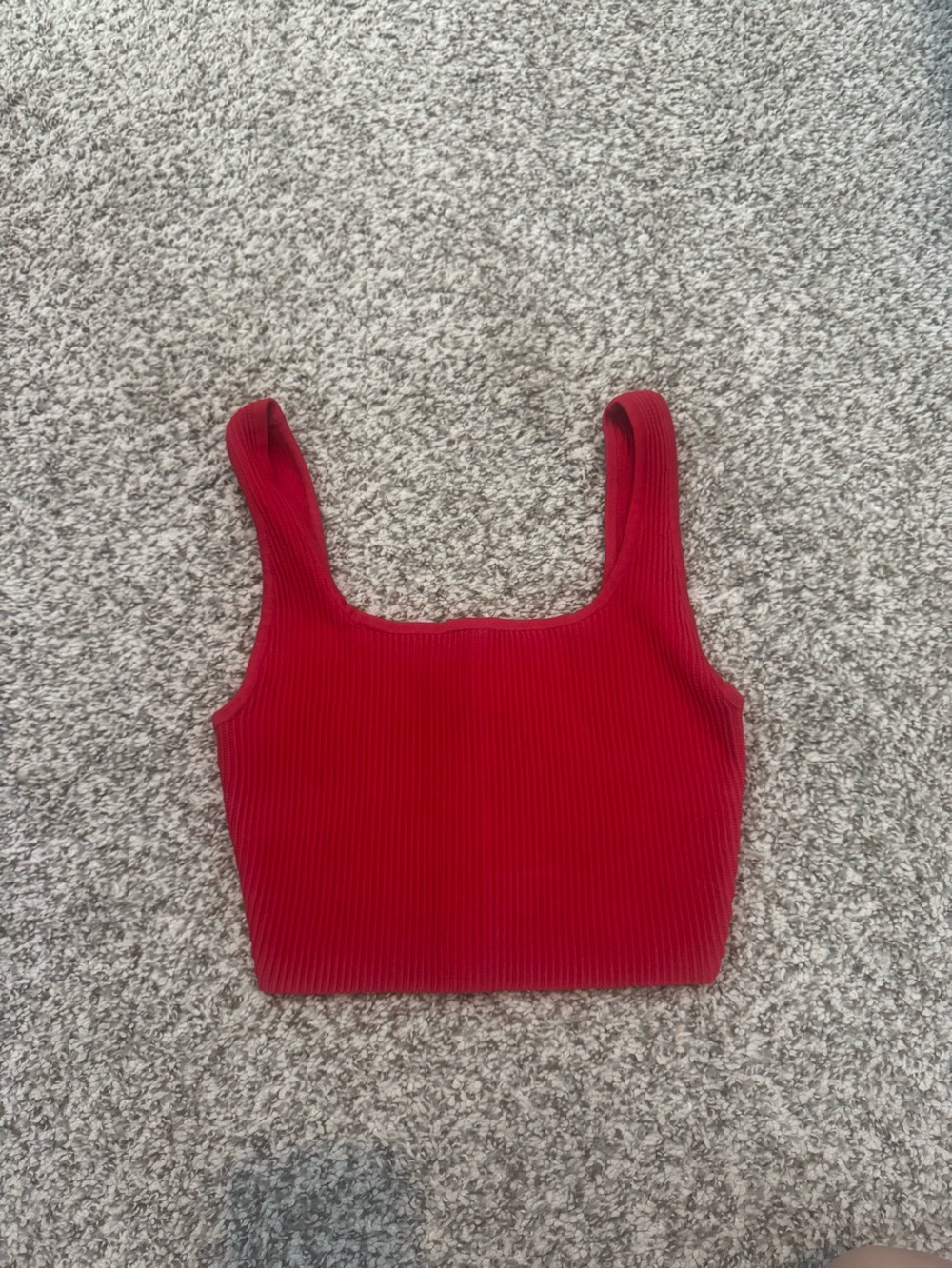 Babaton Scarlet Ribbed Square-Neck Crop Top